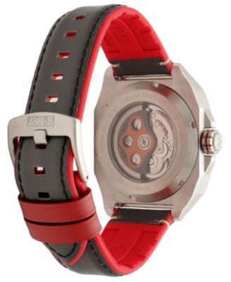 Men's Bell X-1 Machbuster Automatic Gray Rubber and Leather Strap Watch, 41mm