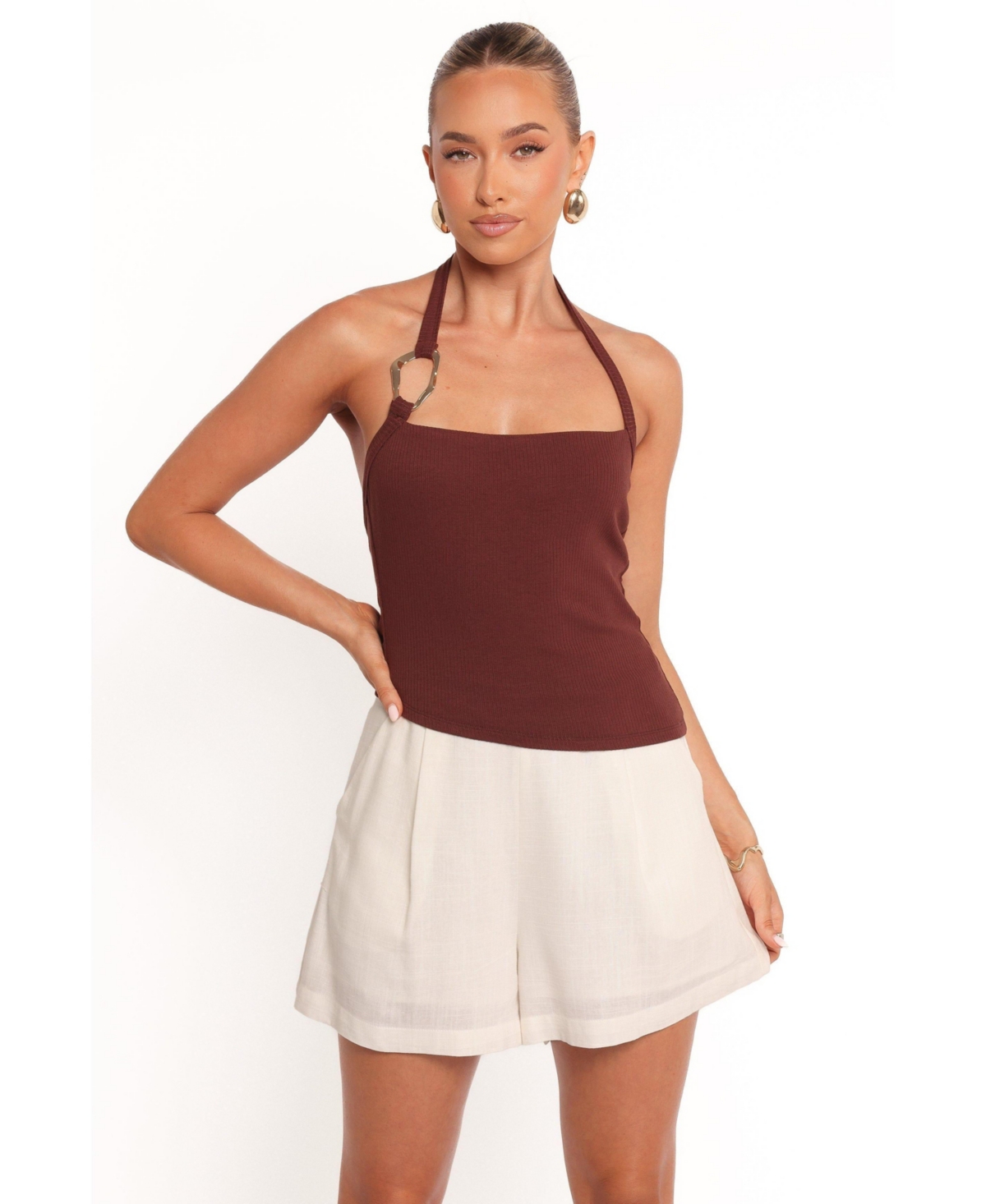 Women's Yulissa Halter Knit Top - Brown