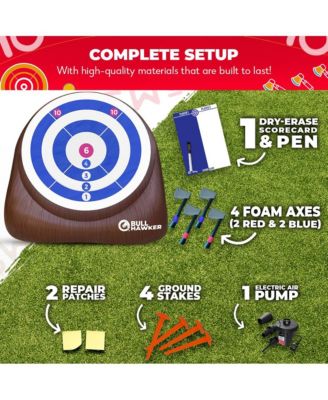 Bull Hawker | Giant Axe Darts (Over 6ft Tall) w/ 15+ Games | Axe Throwing Game for Backyard w/ Air Pump | Carnival Game