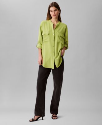 Calvin Klein - Women's Crepe Relaxed Button-Front Shirt