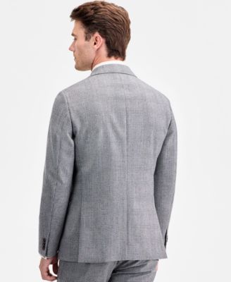 Men's Modern-Fit Black & White Wool-Blend Double-Breasted Suit Separate Jacket