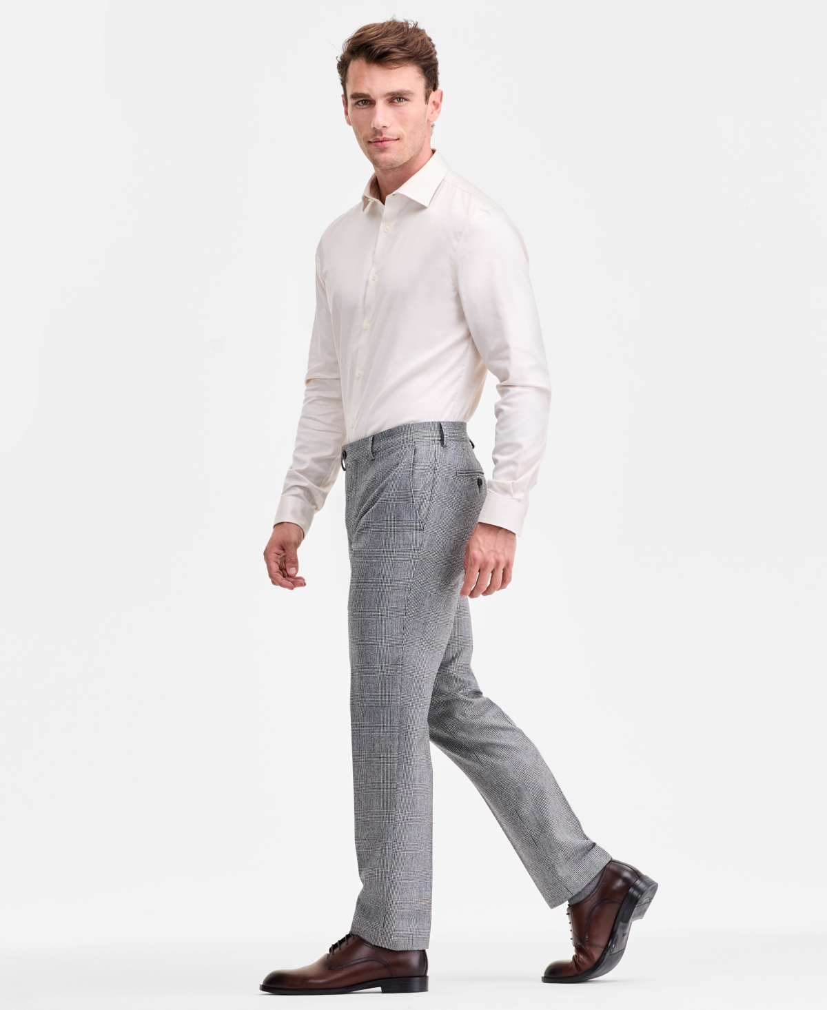 Ted By Ted Baker Men's Modern-fit Stretch Black & White Wool-blend Suit Separate Pants In Multi