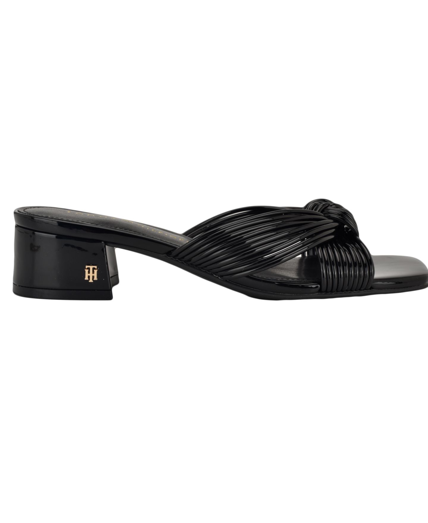 Женские сандалии Tommy Hilfiger Philie Knotted Crisscross Block Heel, цвет: Чёрный лаковый — фото 2