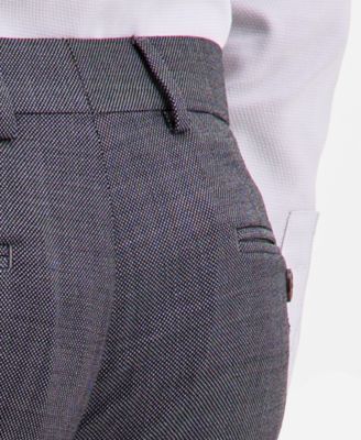 Men's Modern-Fit Stretch Charcoal Birdseye Wool-Blend Suit Separate Pants 