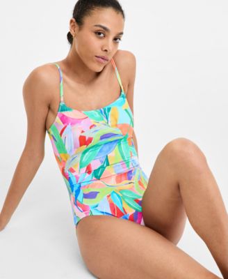 Women's Tropi-Flage Printed Scoop-Neck One-Piece Swimsuit, Exclusively at Macy's