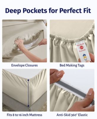 Certified Luxury Queen Bed Sheet Set - 100% Egyptian Cotton Sheets Queen, Classic Percale, Deep Pockets, Cool and Durable Bedding