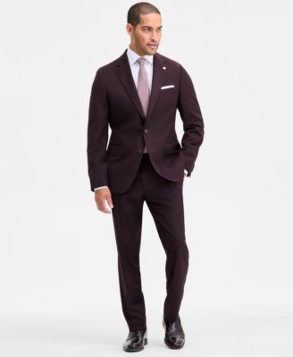 Ted By Ted Baker Mens Modern Fit Stretch Bordeaux Wool Blend Suit Separates In Red