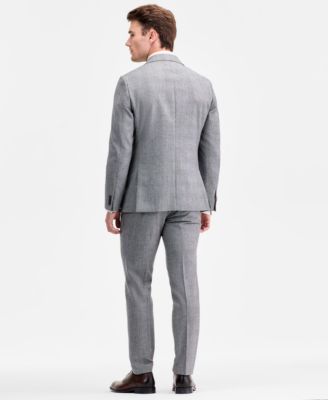 Men's Modern-Fit Black & White Wool-Blend Double-Breasted Suit Separates