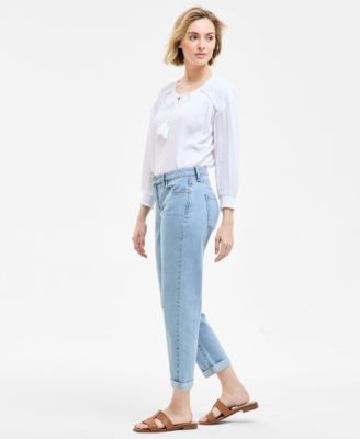 Women's High Stretch Mid-Rise Girlfriend Jeans, Exclusively at Macy's