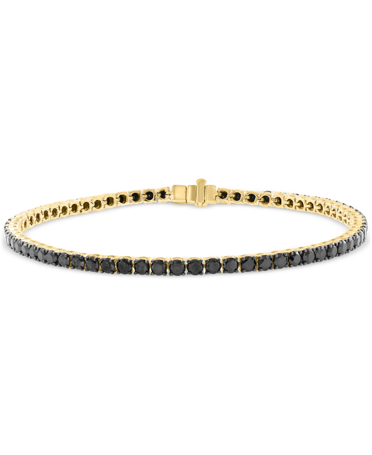 Effy Collection Effy Men's Black Diamond Tennis Bracelet (5-7/8 Ct. T.w.) In 14k Gold In Gold