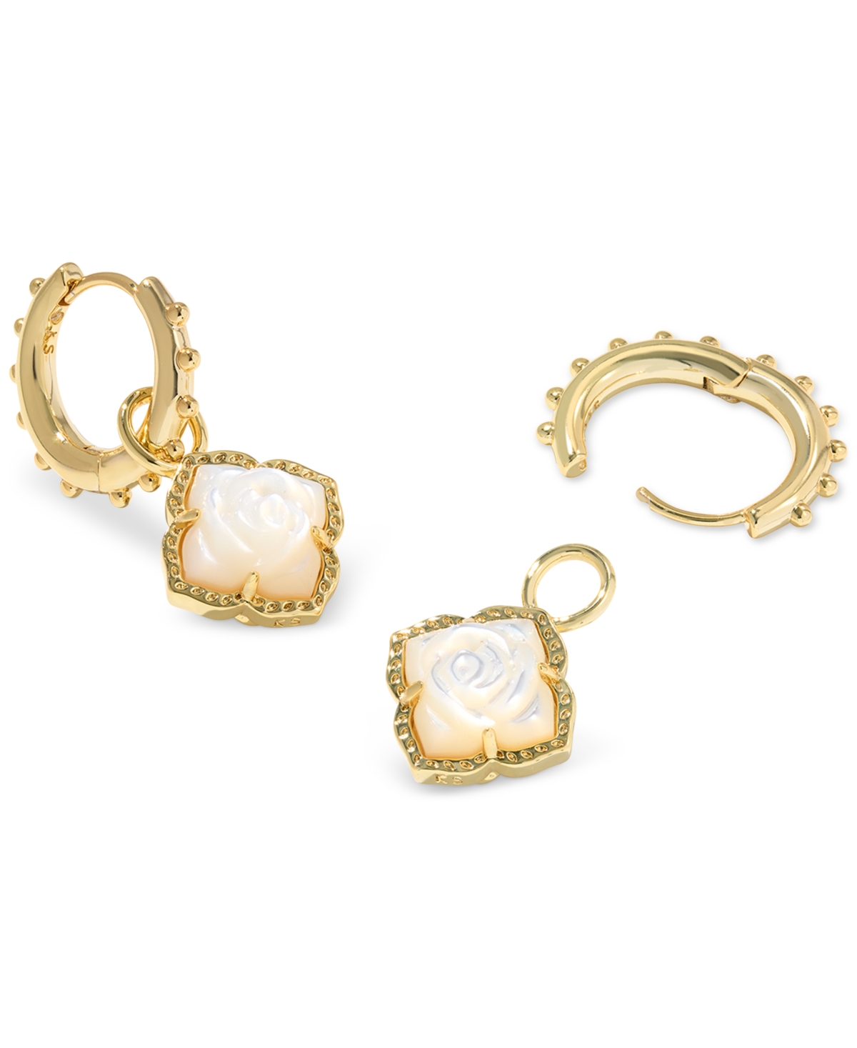 Kendra Scott 14k Gold-plated Removable Rose Charm Huggie Hoop Earrings In Gold Ivory Mother Of Pearl