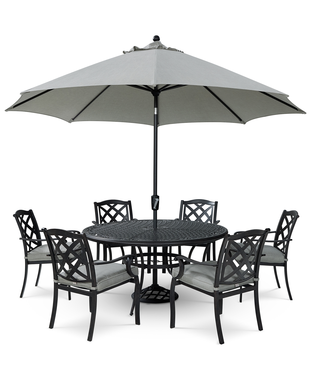 Agio Wythburn Outdoor Dining 7pc Set (60" Round Table & 6 Lattice Dining Chairs)