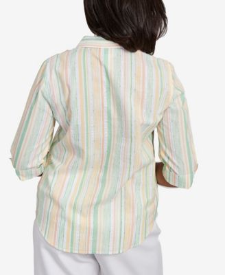 Petite Rise & Shine Sunny Stripes Button Down Top