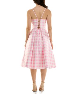 Juniors' Checkered Fit & Flare Midi Dress
