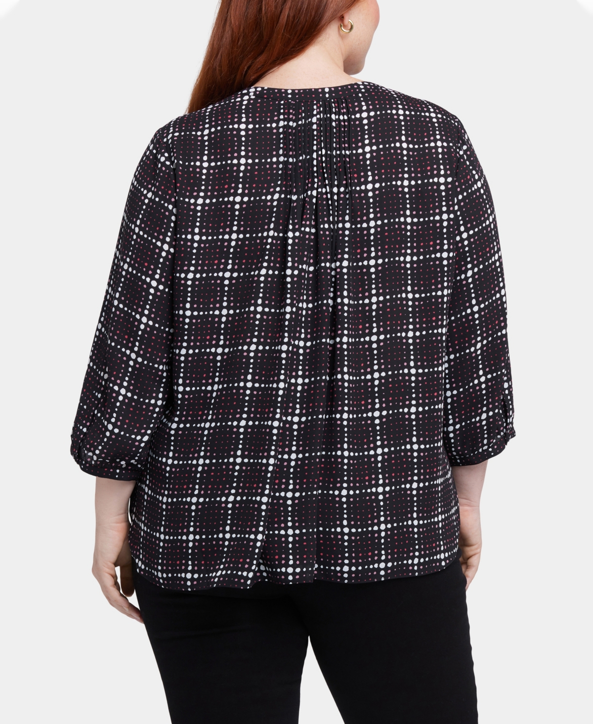 Nydj Semisheer Pintuck Blouse In Lattice Dots