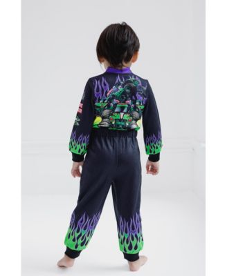 Toddler Boys Grave Digger French Terry Racing Zip Up Coverall to