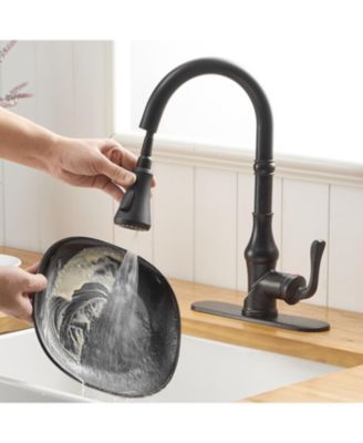 Single-Handle Pull-Down Sprayer and 3 Spray Modes High Arc Kitchen Faucet