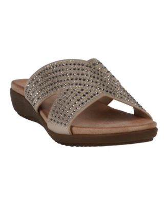 Women's Sharlene Embellished Cross-Strap Flat Sandals