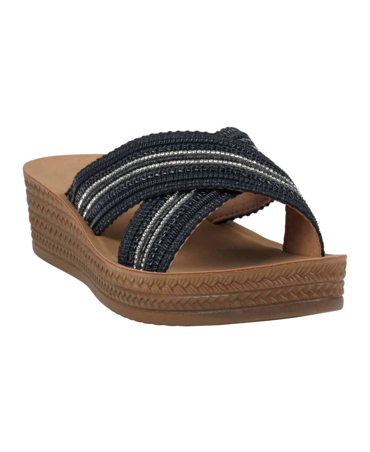 Women's Robyn Embellished Crisscross Strap Wedge Sandals - Gold