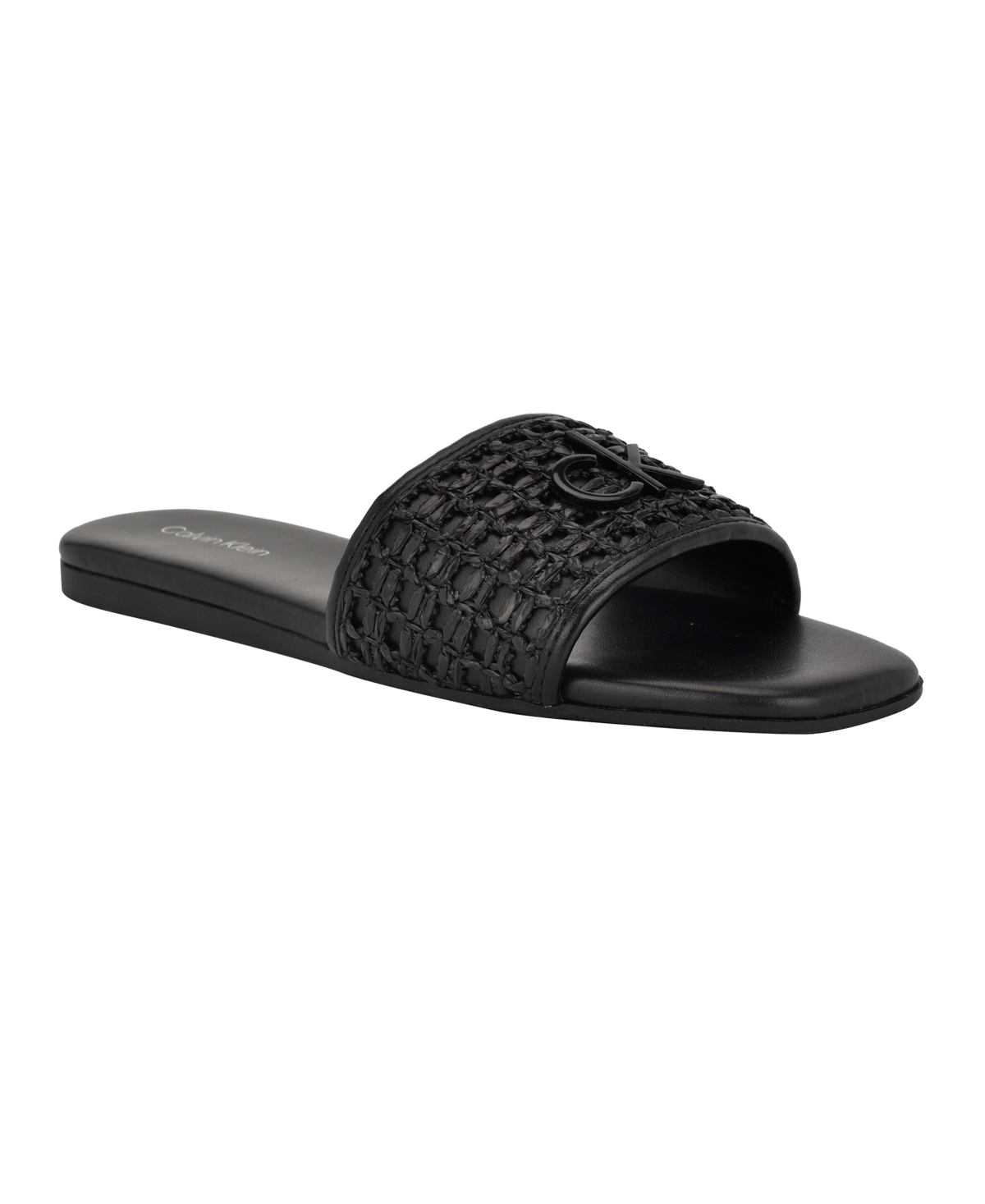 Calvin Klein Women's Yolla Single Band Flat Slip-on Sandals In Black