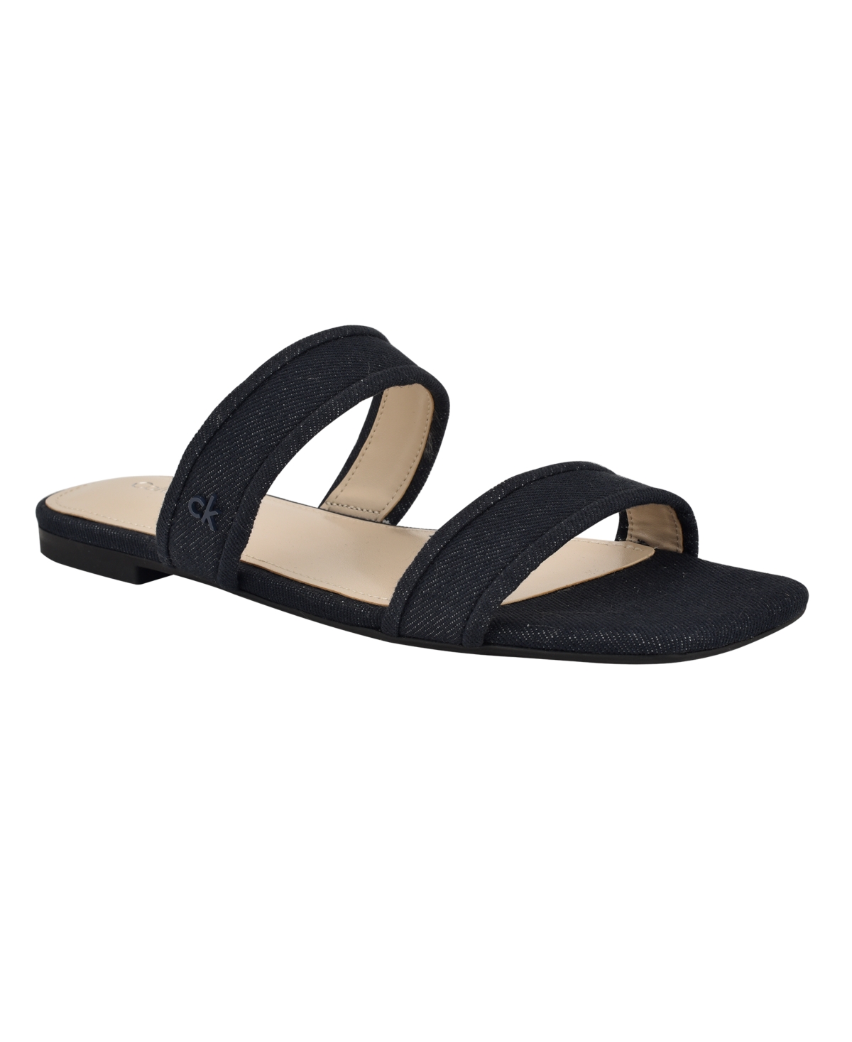 Calvin Klein Felisa Two-strap Sandal In Dark Blue Denim