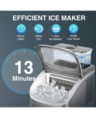 30Lbs/Day Home Portable Cube Ice Maker Includes Ice Scoop and Basket, Grey