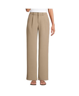 Women's Crepe High Rise Pleated Wide Leg Pants