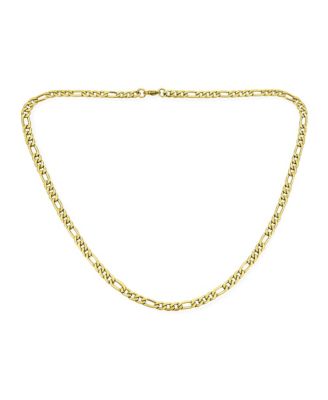 Flat Figaro Link 5MM Necklace & Bracelet Set Black Gold Tone Stainless Steel