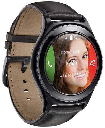 Samsung - Gear S2 classic Smart Watch with 40mm Black Steel Case & Black Leather Strap SMR7320ZKAXAR
