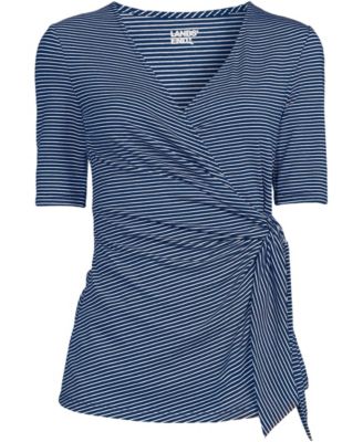 Women's Elbow Sleeve Lightweight Jersey Side Tie Blouse