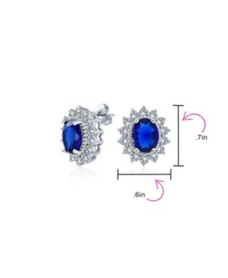 Classic Crown 1.5 CT CZ Stud Earrings Simulated Sapphire Silver Brass