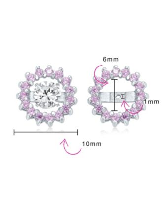 Removable CZ Halo Earring Jackets for Studs Gold Plated Sterling Silver