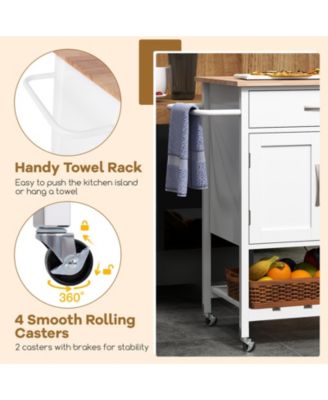 Rolling Kitchen Island Cart with Drawer and Towel Rack