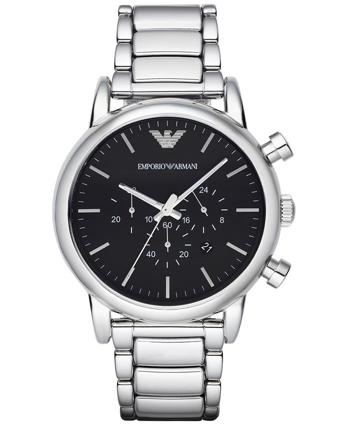 Emporio Armani Men's Chronograph Stainless Steel Bracelet Watch 46mm ...