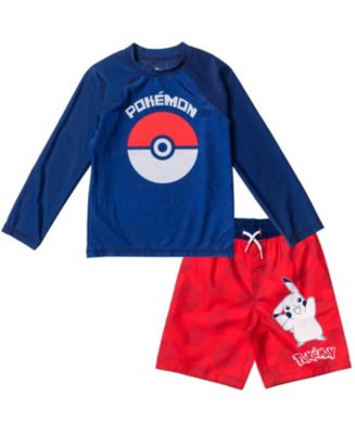 Pokemon Boys Pikachu Rash Guard and Swim Trunks - Macy's