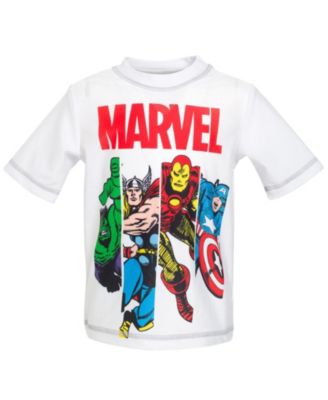 Toddler Boys Marvel Spider-Man Captain America Hulk Iron Man Pullover Rash Guard & Swim Trunks Outfit Set to