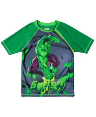 Toddler Boys Marvel Spider-Man Captain America Hulk Iron Man Pullover Rash Guard & Swim Trunks Outfit Set to