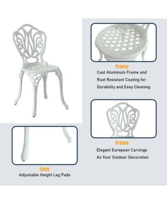 Patio Dining Chair Set of 2, Cast Aluminium Outdoor Chairs Outdoor Bistro Chairs, White