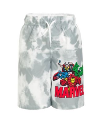 Boys Marvel Spider-Man Captain America Hulk Iron Man Pullover Rash Guard & Swim Trunks Outfit Set to