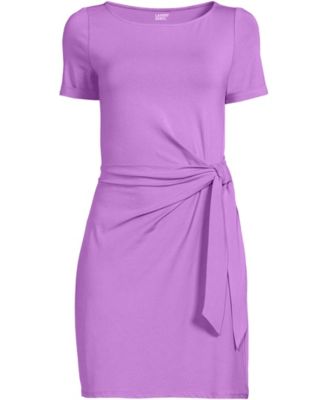 Women's Short Sleeve Cotton Modal Wrap Above the Knee Dress