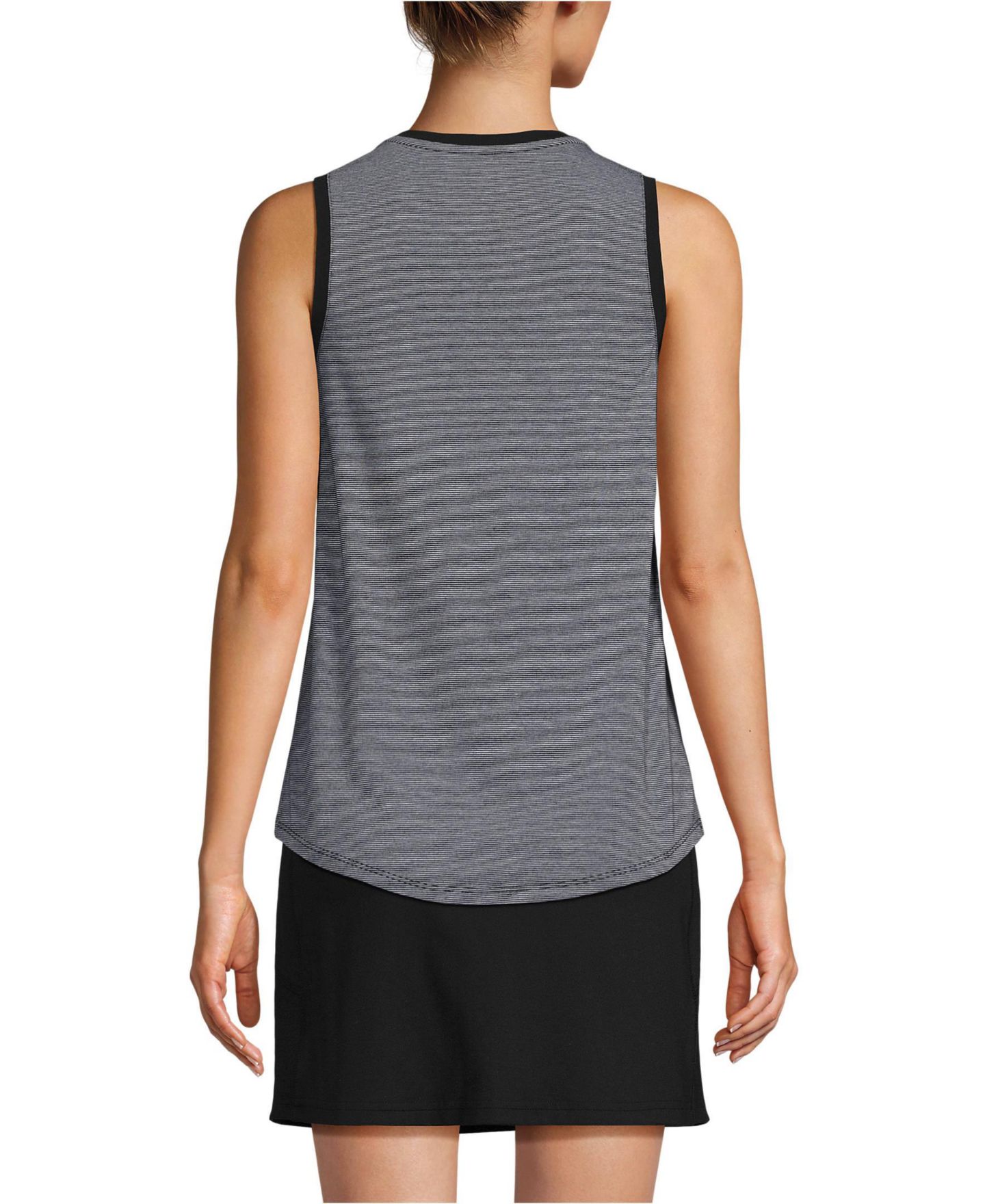 Женский топ Lands' End Sleeveless Power Performance Scoop Neck Curved Hem Tunic Tank, цвет: Чёрный — фото 2