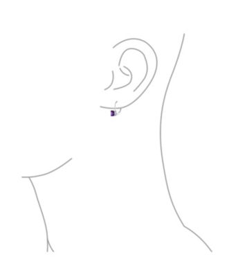 Classic Cubic Zirconia Square Princess Cut Solitaire Square CZ Lever back Earrings Plated .925 Sterling