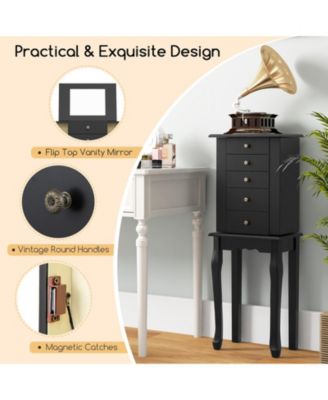 2 Colors Armoire Storage Standing Jewelry Cabinet with Mirror