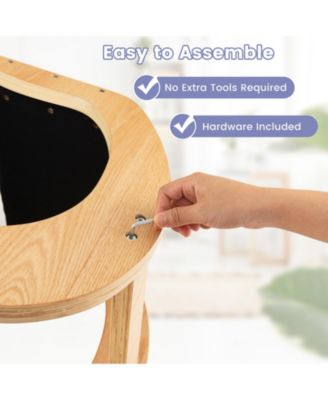 Wooden Rocking Chair with Comfortable Padded Seat Cushion and Knee Support