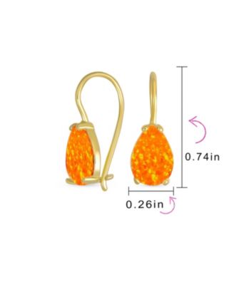 Iridescent 1.5CT Solitaire Teardrop White Created Opal Drop Earrings .925 Sterling Silver French Wire