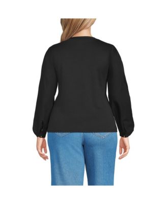 Plus Size Supima Interlock Scoop Neck Blouson Sleeve Top