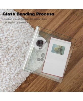 18 x 18 x 16 Inch Tempered Waterfall End Table with non-Slip Pad