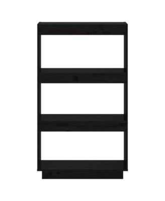 Book Cabinet/Room Divider Black 23.6"x13.8"x40.6" Solid Wood Pine