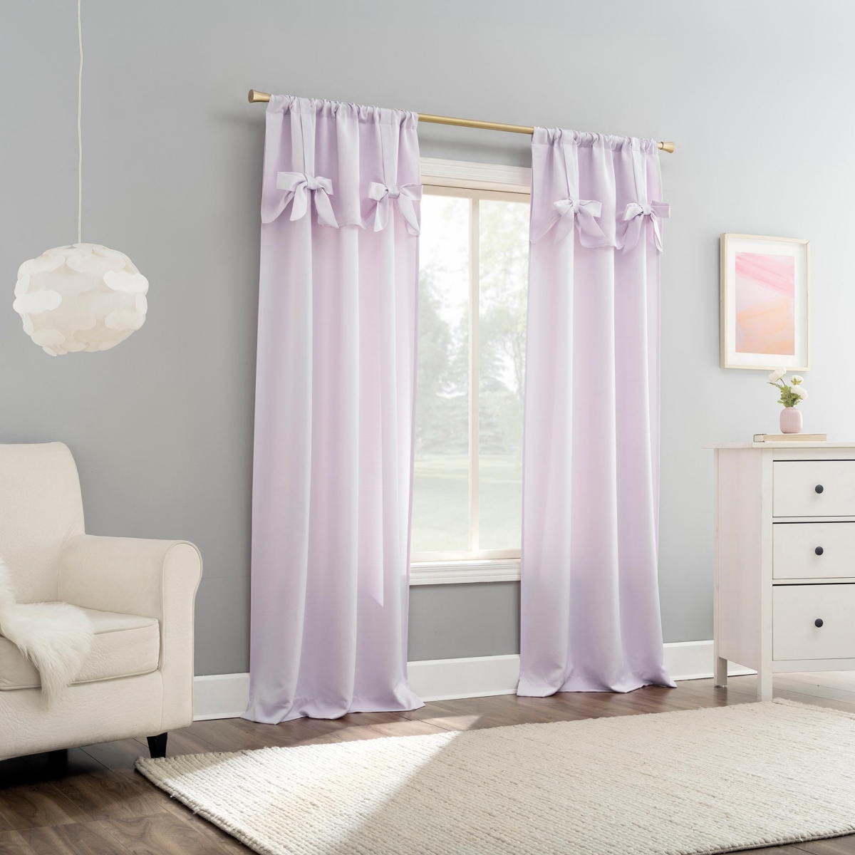 Emma Generation Bow Valance Semi-Sheer Rod Pocket Curtain Panel
