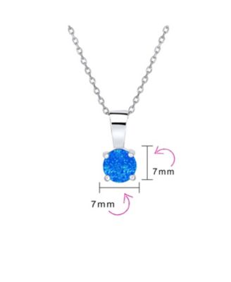 Classic 1CT Round iridescent Orange White Blue Round Solitaire Created Opal Pendant Necklace Rose Gold Plated .925 Sterling Silver